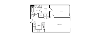 a floor plan of a house with a bedroom and a living room