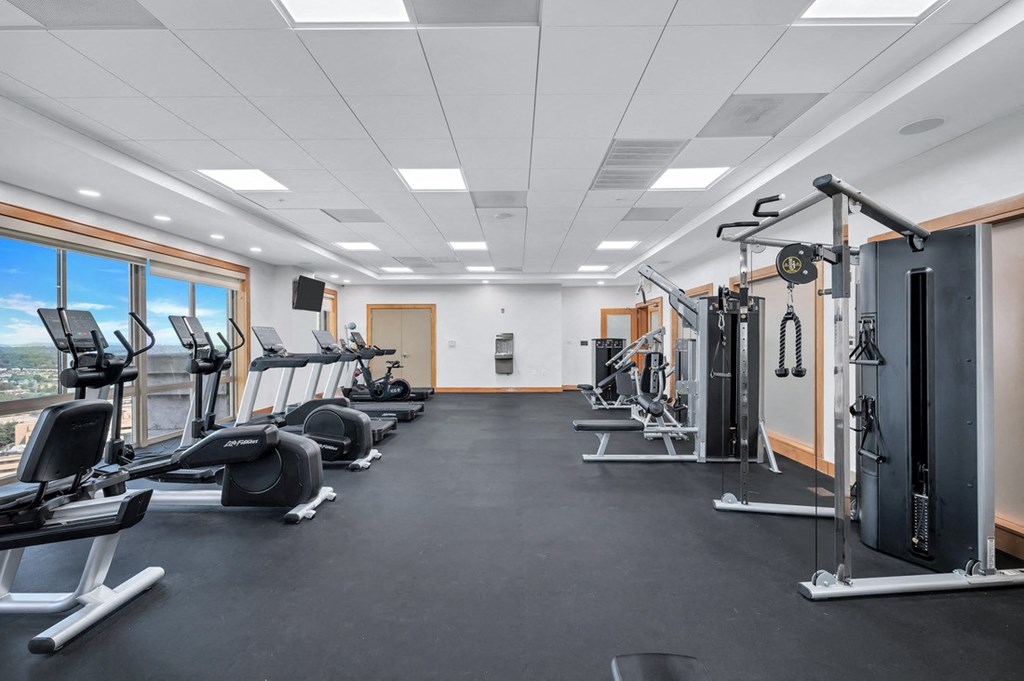 fitness center at cosmo reston with gym equipment