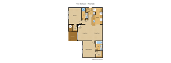 the floor plan of two bedroom two baths