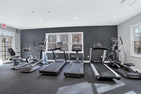 the gym is equipped with treadmills and other exercise equipment