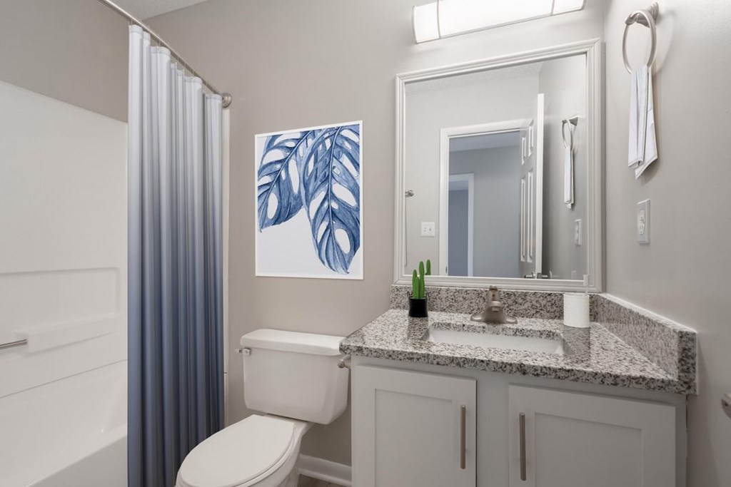 A bathroom with a toilet, sink, and a mirror.