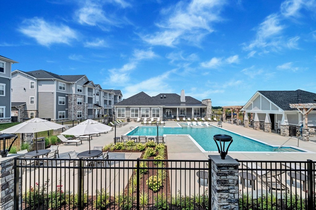 the preserve at ballantyne commons pool and apartment buildings