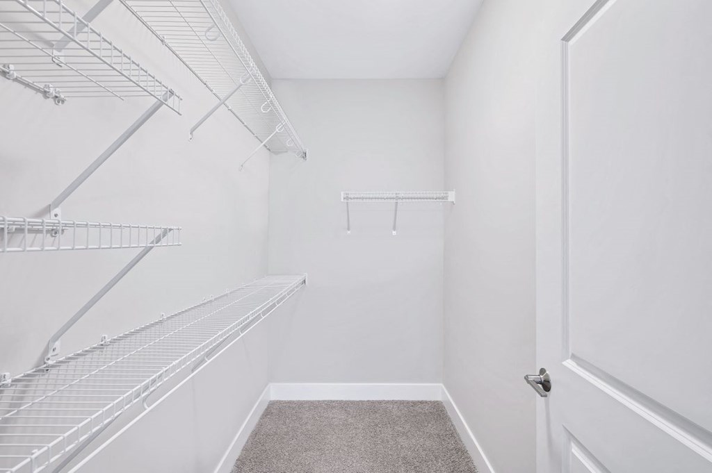 The walk-in closet in the Douglas floor plan at Overlook at Riverside.