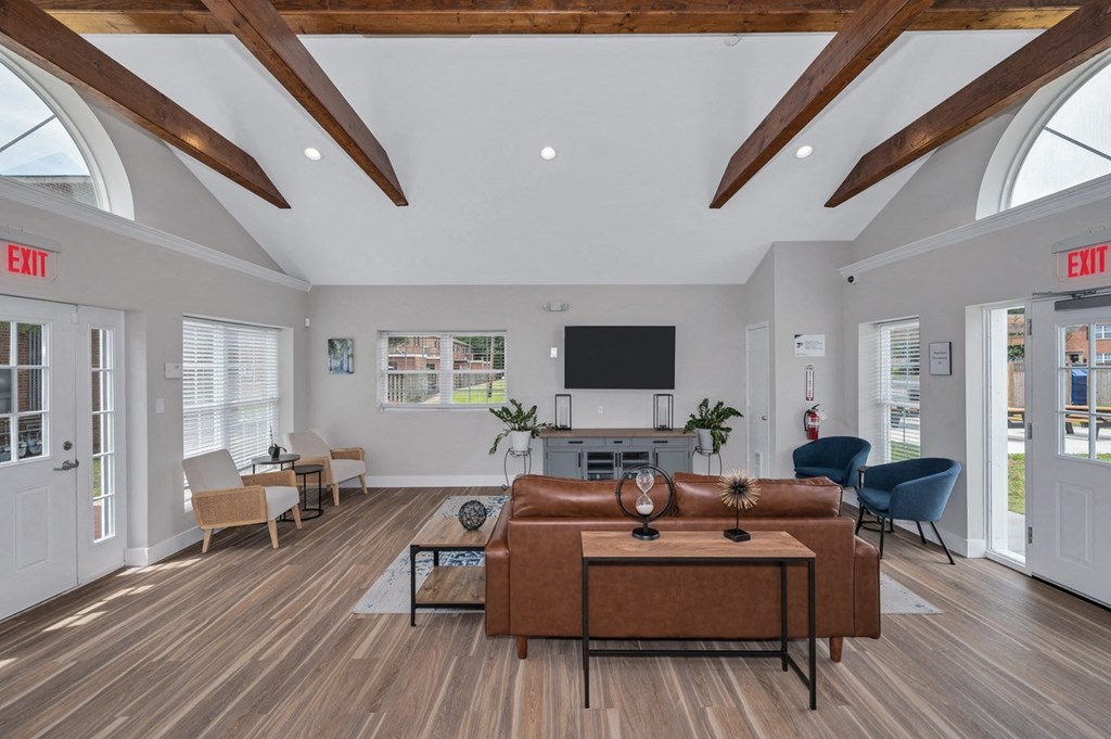 a living room with a couch and a coffee table