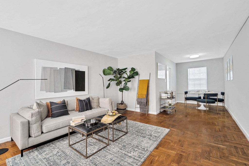 a living room with a couch and a coffee table