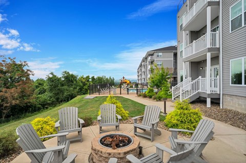the preserve at ballantyne commons patio with chairs and fire pit