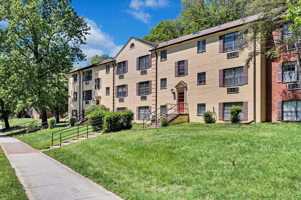 our apartments are located in a quiet neighborhood with grass