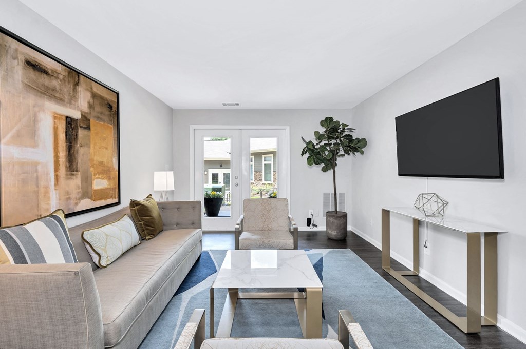 Renovated living room at Waterside at Reston.