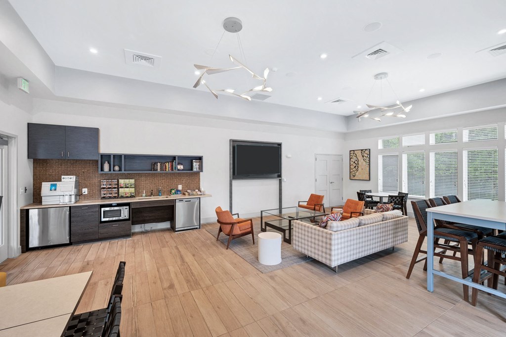 The clubroom at Waterside at Reston.