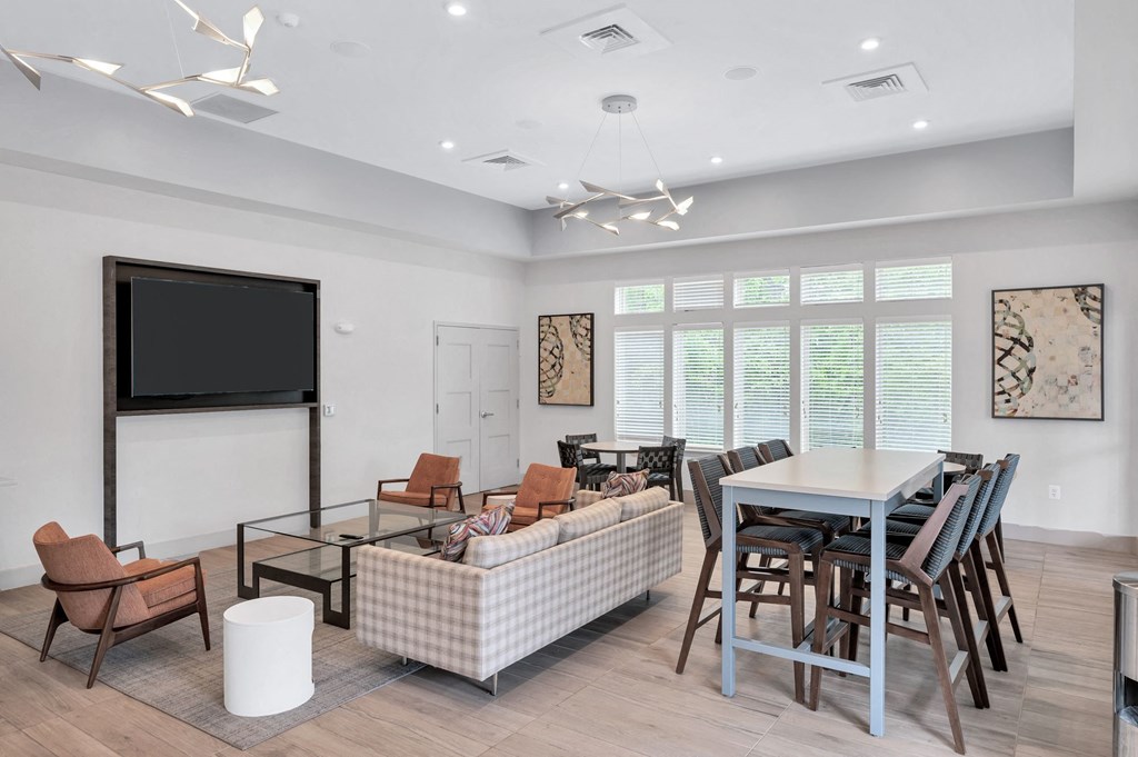 The clubroom at Waterside at Reston.