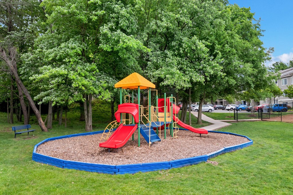 Views of the playground and dog park at Waterside at Reston.