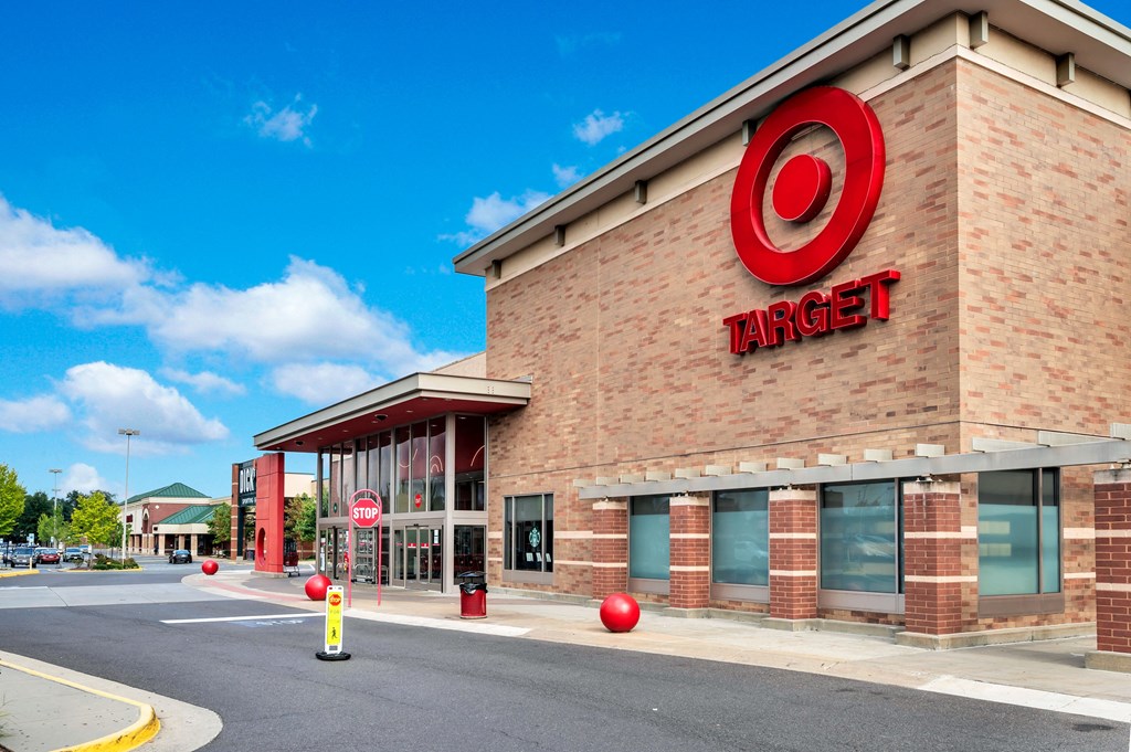 the exterior of a target store with a blue sky background