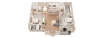 a 3d drawing of a floor plan of a house