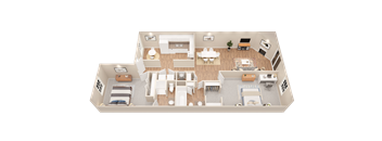 a 3d floor plan of a home with a bedroom and living room