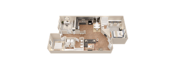 a1 floor plan  1 bedroom with 2 baths  1192 square feet