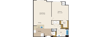 a floor plan of a transitional home with a bedroom and a living room