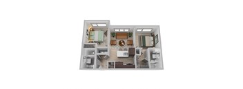 a bedroom floor plan with a living room and a dining room
