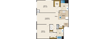 a772772 plan of a living room with a kitchen and a bedroom
