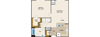 a floor plan of a living room with a kitchen and a dining room