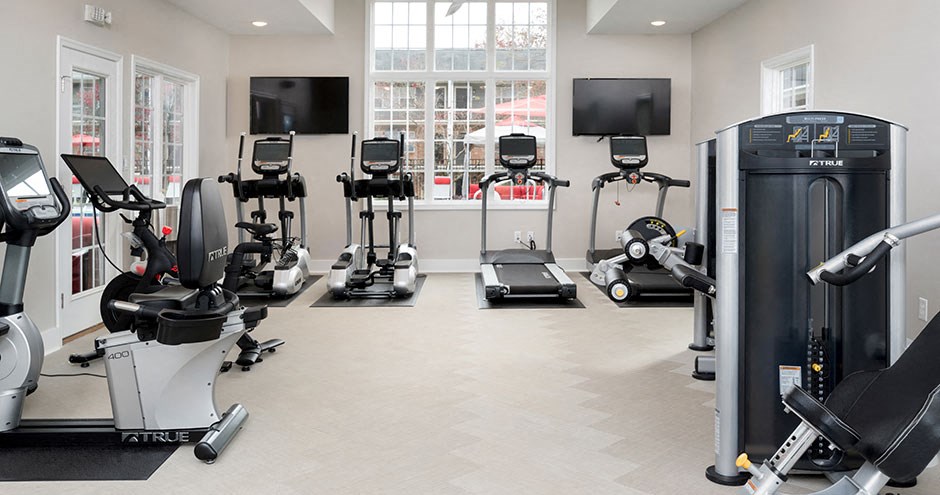 the gym at the royalton has a variety of exercise equipment
