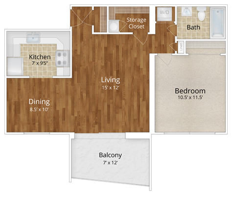 The Aspen 1BR 1BA