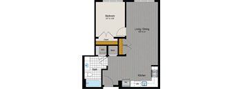 the floor plan of a bedroom apartment