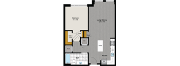 a floor plan of a room with a bedroom and a living room