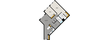 a floor plan of a bedroom apartment with a large bedroom and a living room