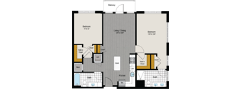 a floor plan of a room with a bedroom and a living room