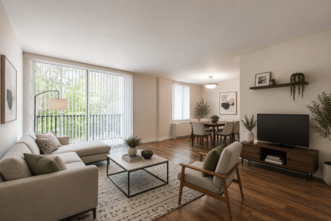 A living room with a couch, chairs, and a coffee table.