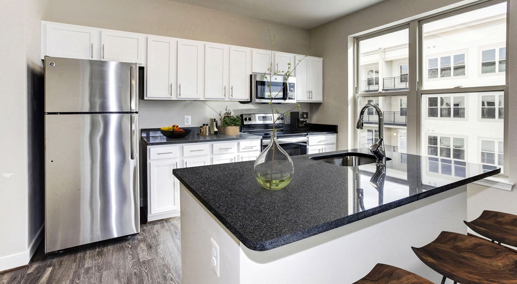 Open layout kitchen at The Flats at Neabsco