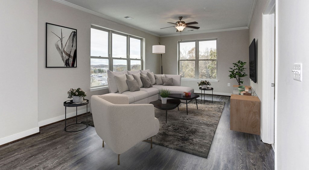 Living room at the Flats at Neabsco