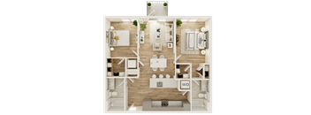a1 floor plan  1 bedroom with 2 baths