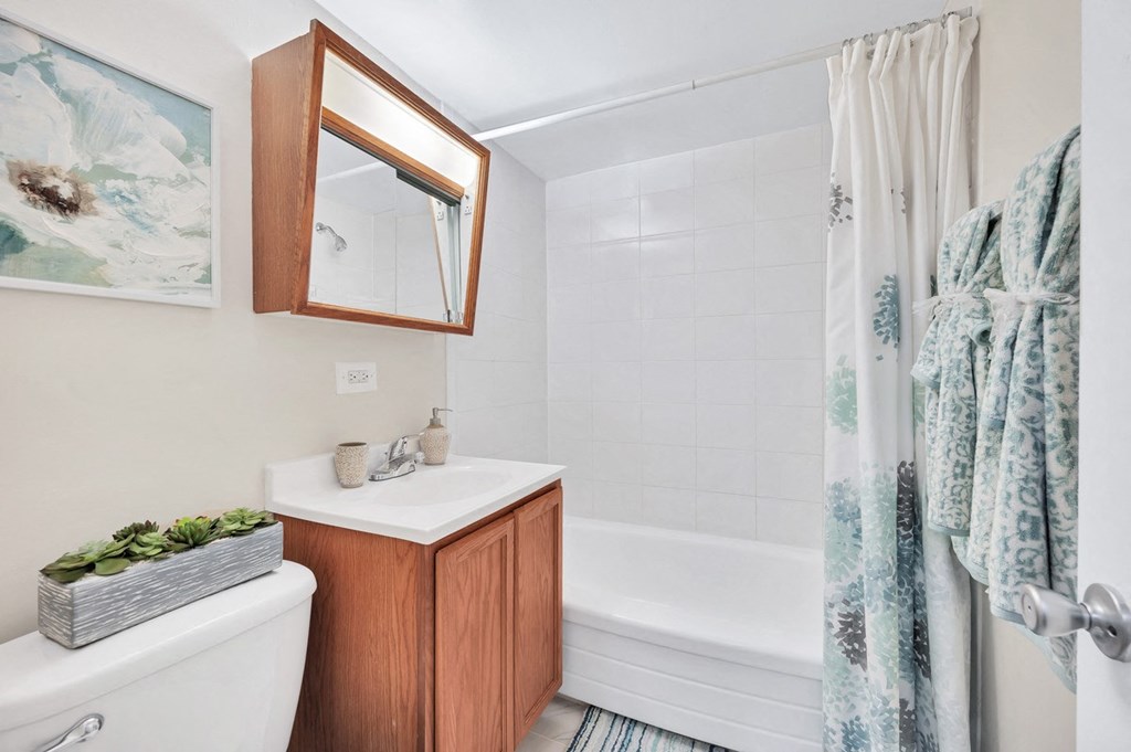 a bathroom with a white toilet next to a bathtub