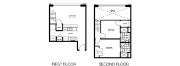 a floor plan of a house with two different floors