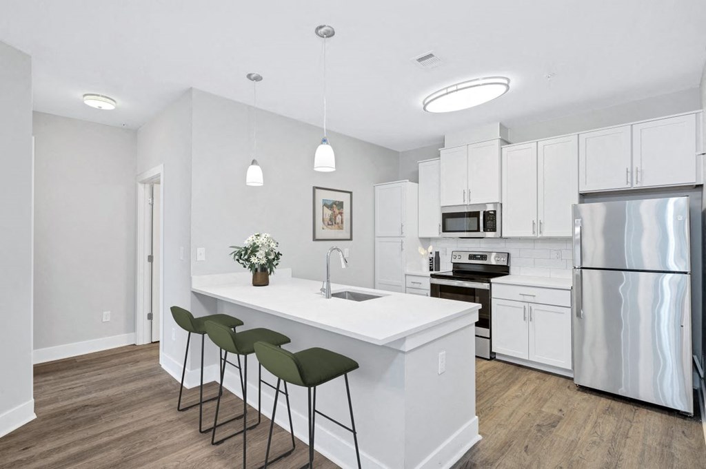 The kitchen in the Douglas floor plan at Overlook at Riverside.