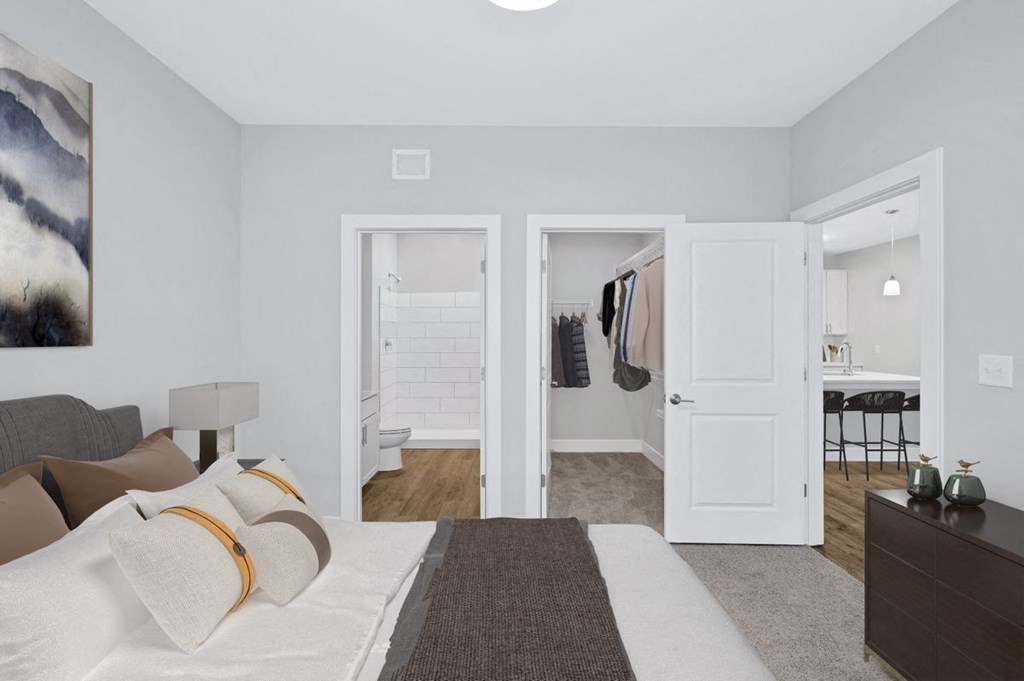 One of the bedrooms in the Sandstone floor plan at Overlook at Riverside.