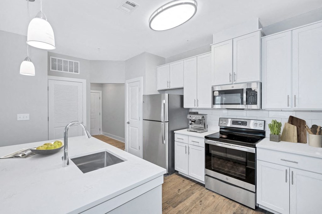 The kitchen in the Sandstone floor plan at Overlook at Riverside.