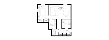 A black and white image of a floor plan for a house.