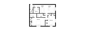 A black and white image of a floor plan for a house.