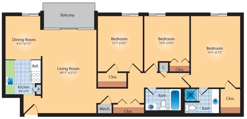 3 Bedroom 2 Bath 1200 SqFt
