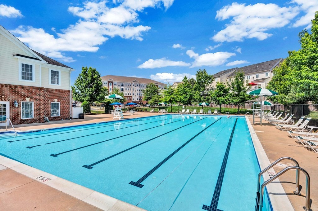 the swimming pool at the preserve apartments