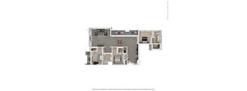 A floor plan of a house with a kitchen, living room, and two bedrooms.