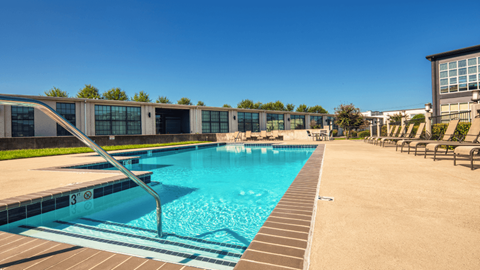 A swimming pool with a ladder and a number 3 on the side.
