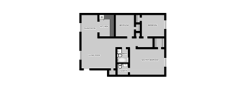 the floor plan of a room with a bedroom and a living room