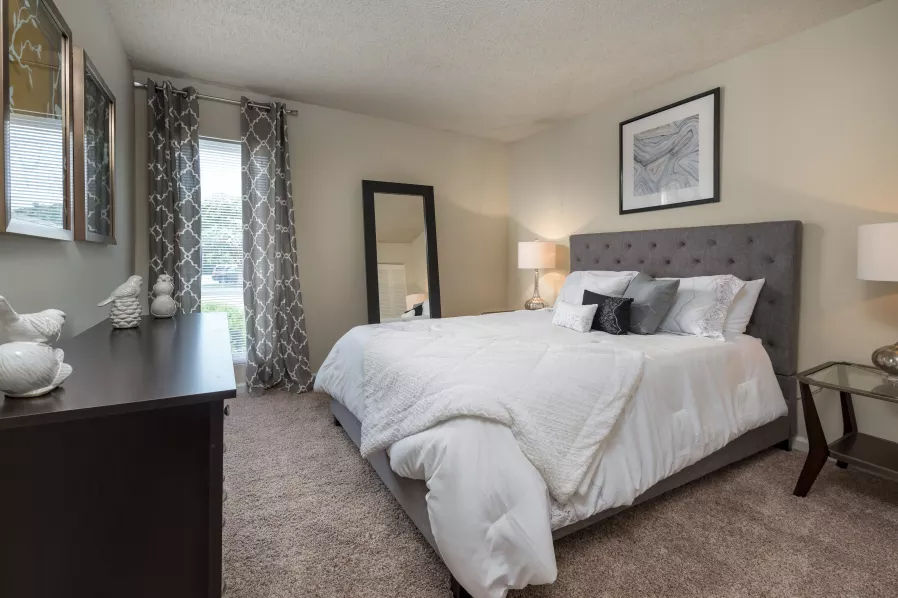 our apartments offer a spacious bedroom with a king sized bed