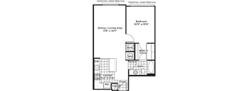 a floor plan of a small house with a kitchen and a living room