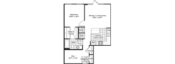 a floor plan of a house with a kitchen and a living room