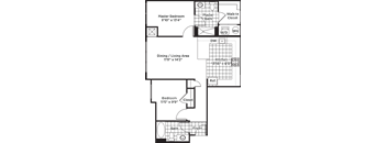 a floor plan of a two story house with a kitchen and a living room