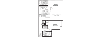 a floor plan of a house with two bedrooms and a living room